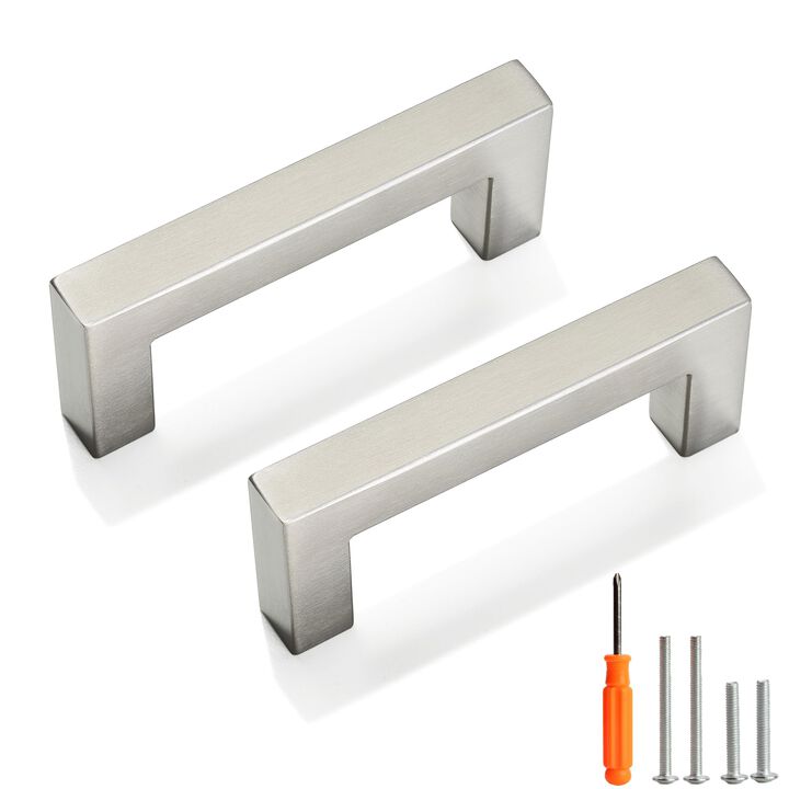 Redunest Cabinet Pulls Brushed Nickel Cabinet Handles Square Drawer Pulls, 40 Pack 3 Inch Stainless Steel Kitchen Door Cupboard