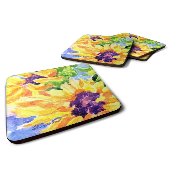 Caroline's Treasures 6132FC Flower-Sunflower Foam Coasters (Set of 4), 3.5 H x 3.5 W, Multicolor