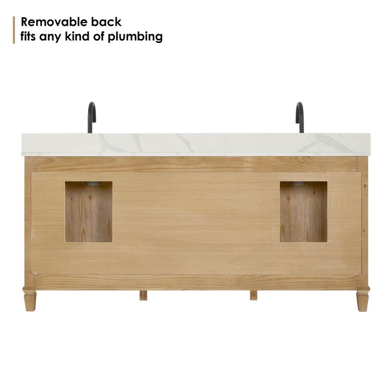 Altair Double Bathroom Vanity in Weathered Fir with Quartz Countertop without Mirror