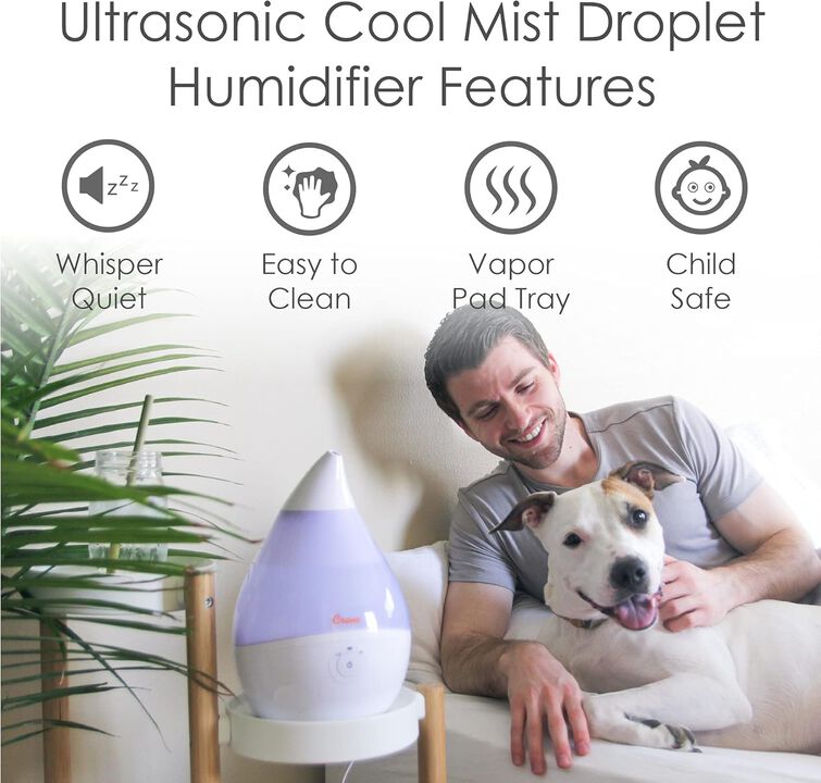 Droplet Cool-Mist Humidifier with Vapor Tray, 0.5. Gal. - White