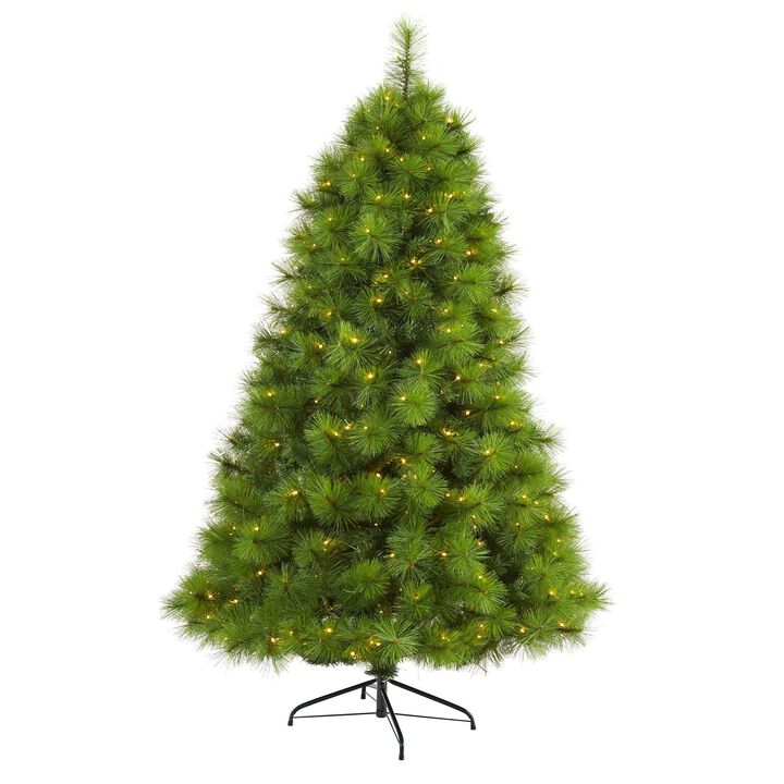 Nearly Natural Green Scotch Pine Artificial Christmas Tree with Clear LED Lights