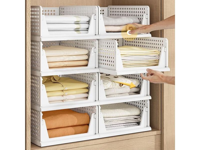 5-Pack Stackable Plastic Storage Bins | Closet Organizer and Shelf Storage Bins image number 1