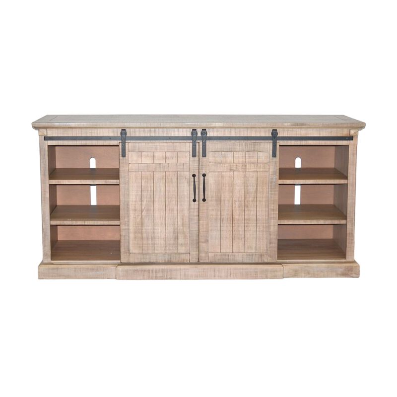Desy TV Media Entertainment Console, Barn Doors, 78 Inch Brown
