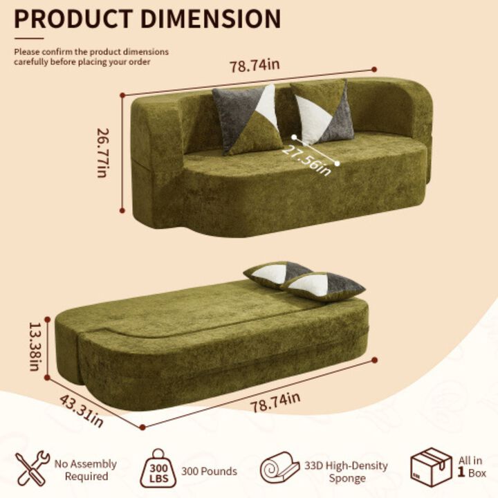 GOODSILO Convertible Eggshell Sleeper Sofa Bed with Plush Upholstery and 33D High Density Foam for Small Space Living Rooms Bedrooms Apartments
