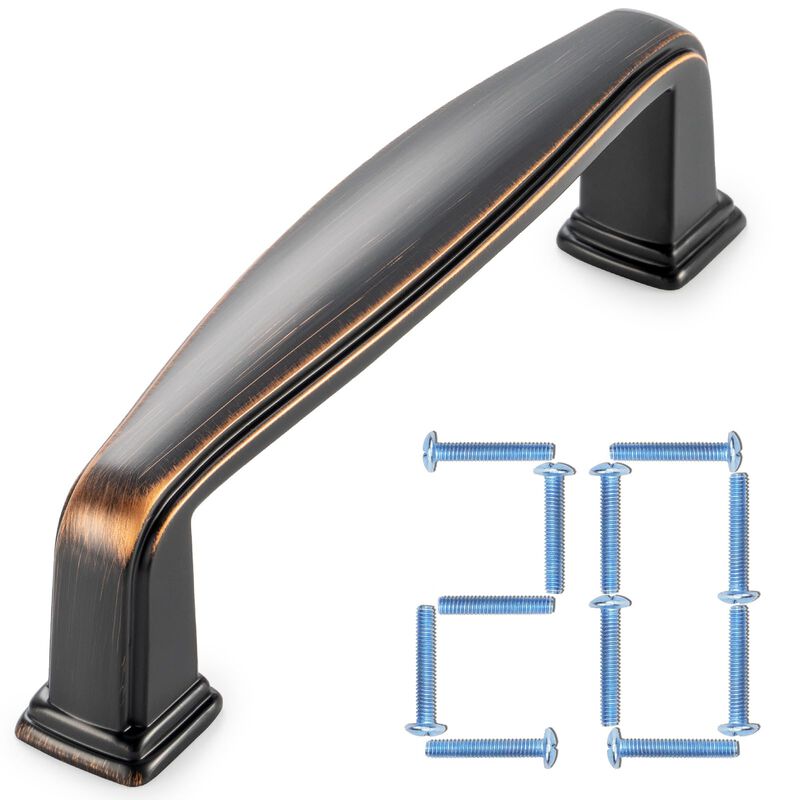 KOOFIZO 20-Pack Square Foot Cabinet Arch Pull - Oil Rubbed Bronze Furniture Handle, 3 Inch/76mm Screw Spacing for Kitchen Cupboa