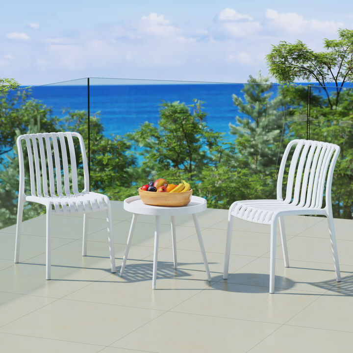 WestinTrends 3-Piece Outdoor Patio Bistro Balcony Furniture Set With Stackable Chairs