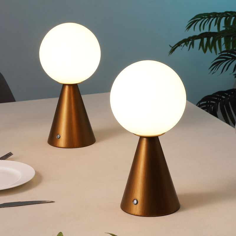 Macie 11.75" Modern Minimalist Globe Rechargeable/Cordless Dimmable Integrated LED Table Lamp with Touch Sensor