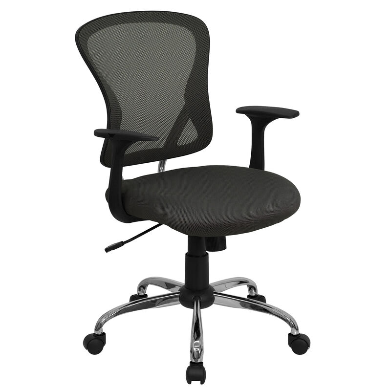 Alfred Mid-Back Dark Gray Mesh Swivel Task Office Chair with Chrome Base and Arms image number 0