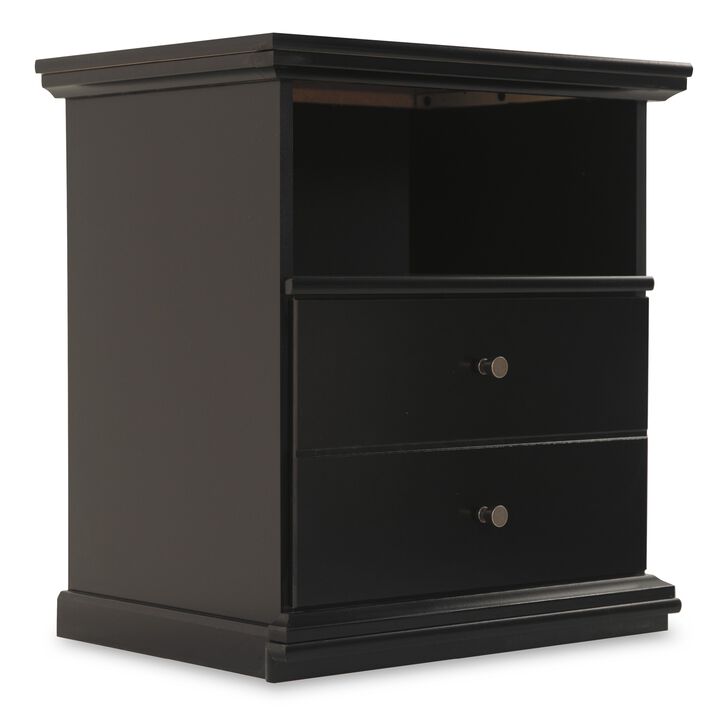 Boli Nightstand, 1 Storage Drawers, 24 Inch, Black Molded Trim Details