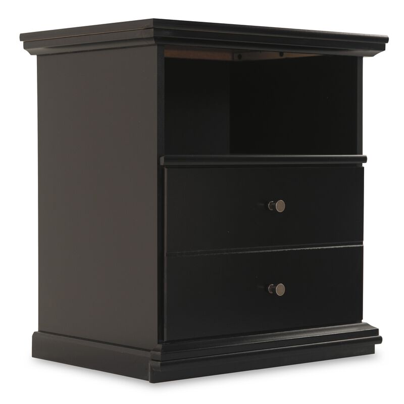 Boli Nightstand, 1 Storage Drawers, 24 Inch, Black Molded Trim Details