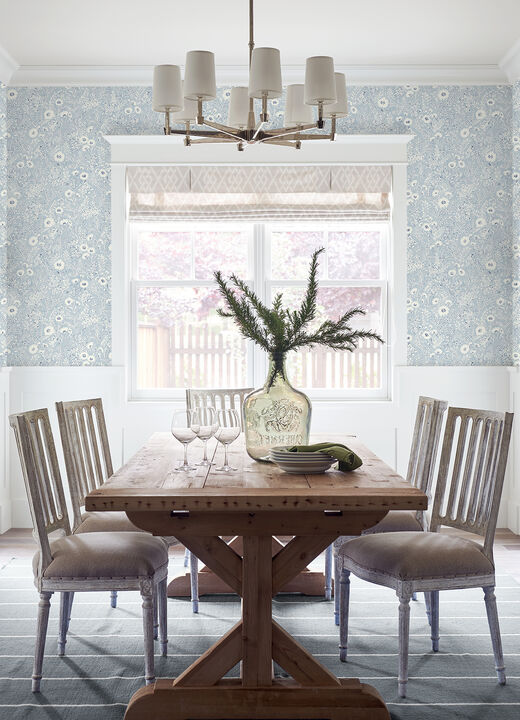 Agathon Light Blue Floral Wallpaper