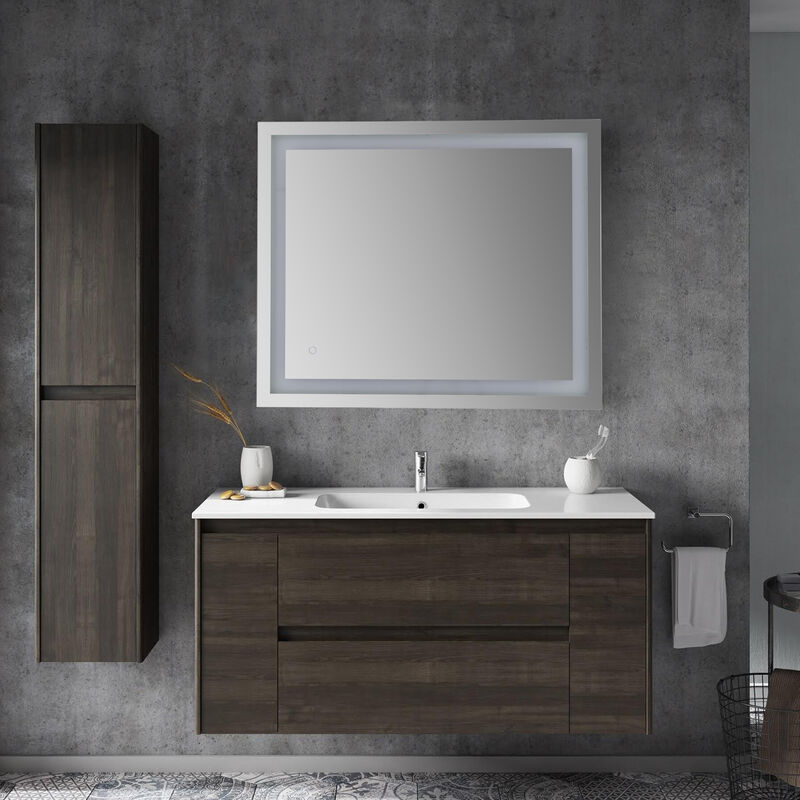 Remy Rectangular Frameless Antifog Front-Lit Wall Bathroom Vanity Mirror, Smart Touch