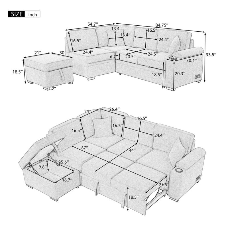 Nordce 2-in-1 Sleeper Sofa Bed image number 9