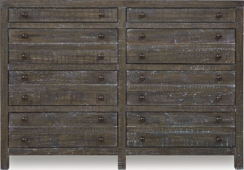 Townsend Solid Wood Eight Drawer Dresser in Gunmetal
