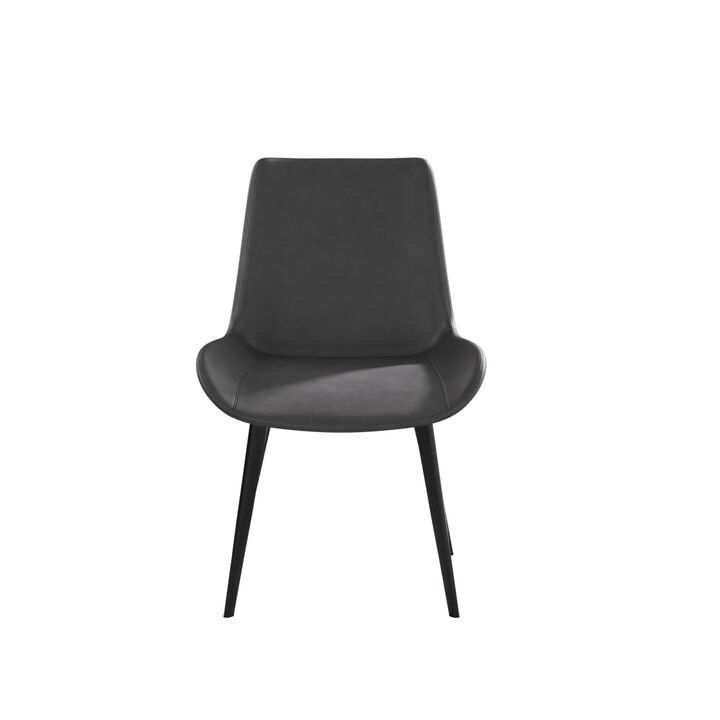 Modern Dining Chair Living Room Black Metal Leg Dining Chair-Grey-2 PCS/ctn