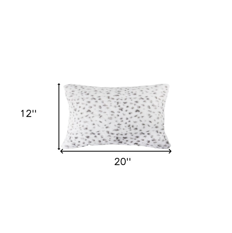 HomeRoots Set of Two 12" X 20" White and Gray Faux Fur Lumbar Throw Pillows image number 5
