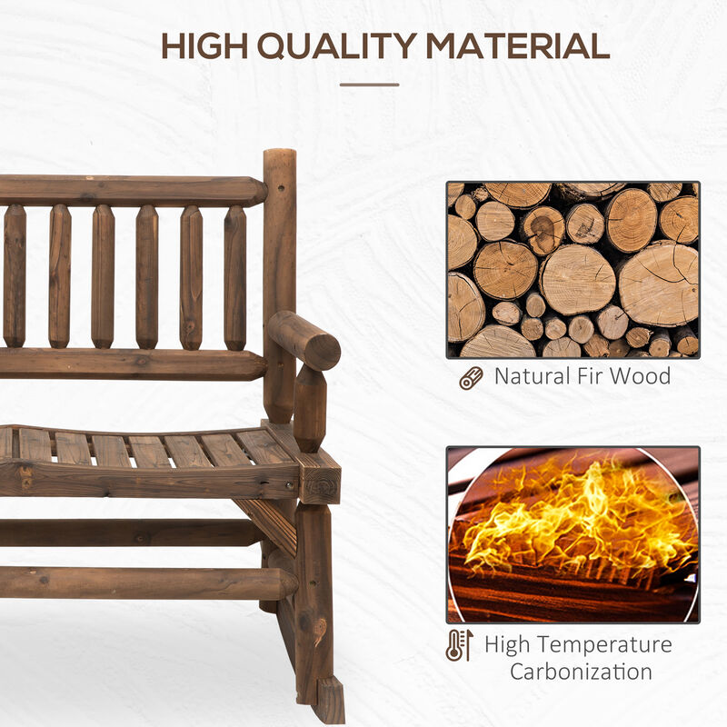 Hivvago Wooden 2-Person Rocking Chair with Wide Seats image number 5
