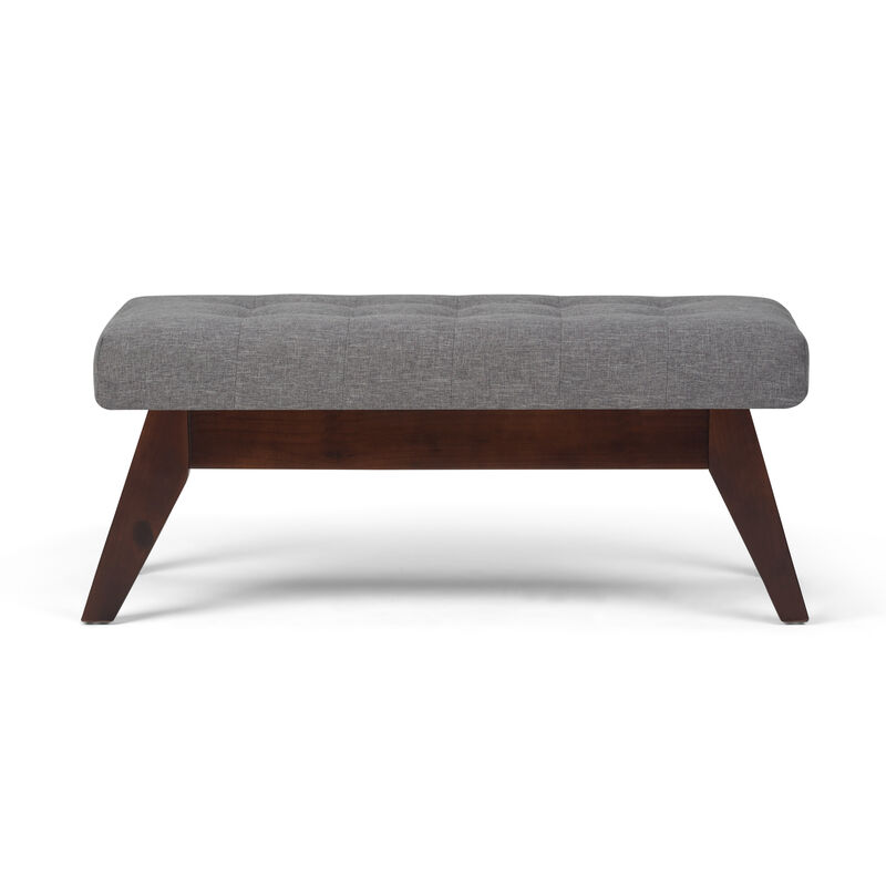 Draper 40 inch Wide Mid-Century Modern Rectangle Tufted Ottoman Bench in Slate Grey Linen Look Fabric image number 1