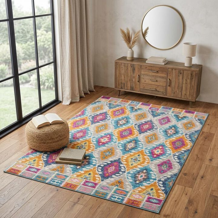 HomeRoots Ogee Distressed Area Rug