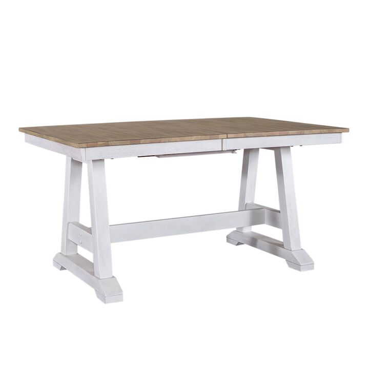 Liberty Furniture Lindsey Farm Trestle Table in Rubberwood Solids & Veneers w/ MDF