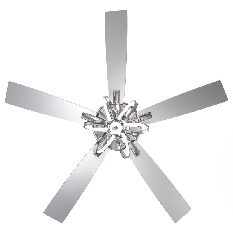 52 in. Chrome Reversible Blades 6-Speed Ceiling Fan with Light and Remote