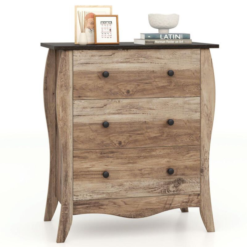 Dresser for Bedroom with 3 Folding Fabric Drawers and Anti-Tipping Kit for Safe Storage