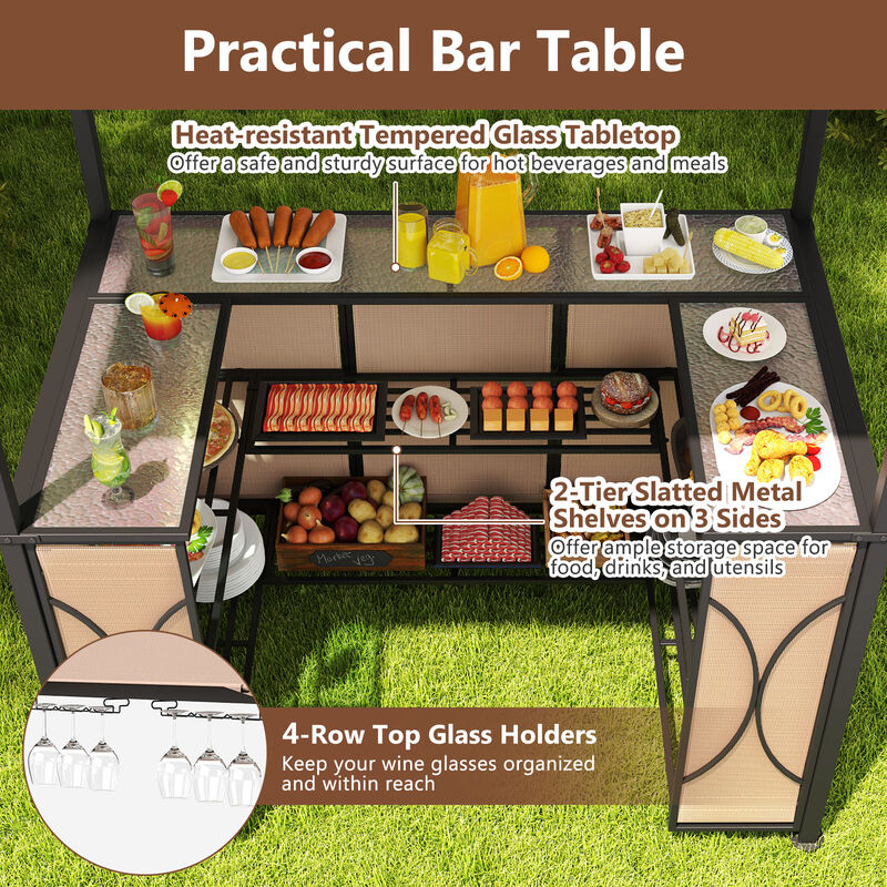 Outdoor Grill Gazebo Set with Bar Table and 2 Stools &ndash; Perfect for BBQ Parties