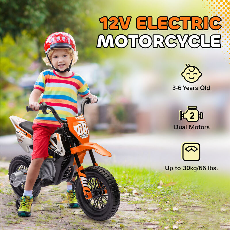 BreeBe 12V Kids Electric Motorcycle w/ Twist Grip Throttle, Training Wheels, Rear Suspension & Music image number 5