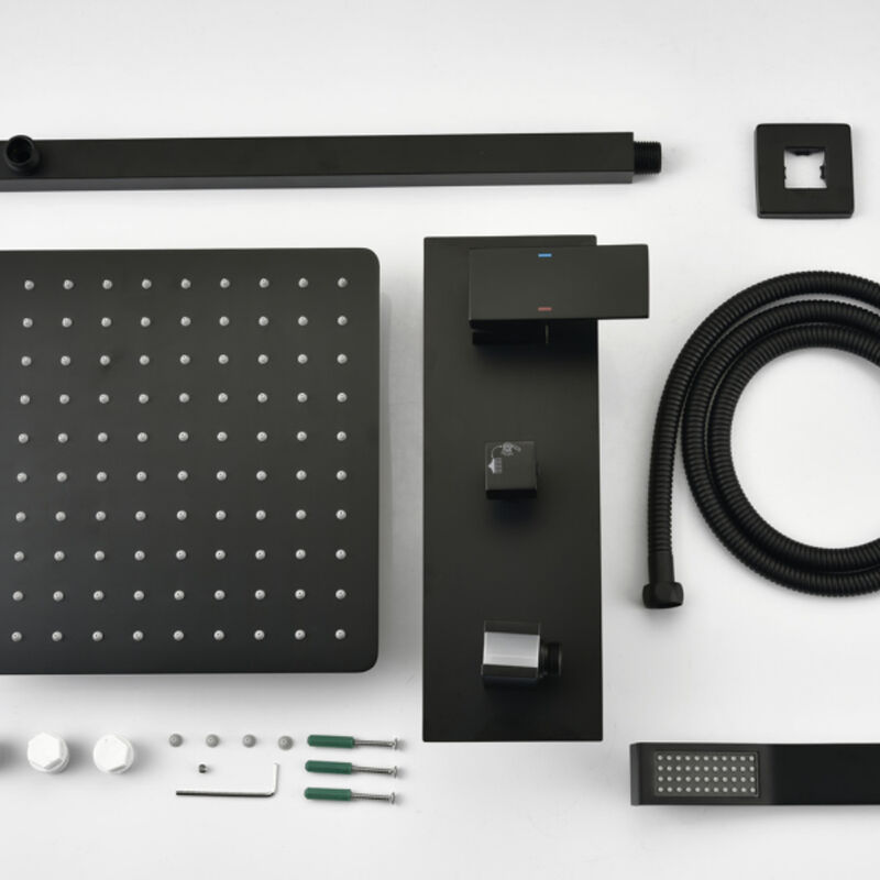 Brass Matte Shower Faucet Set with Rainfall Shower Head and Handheld Sprayer