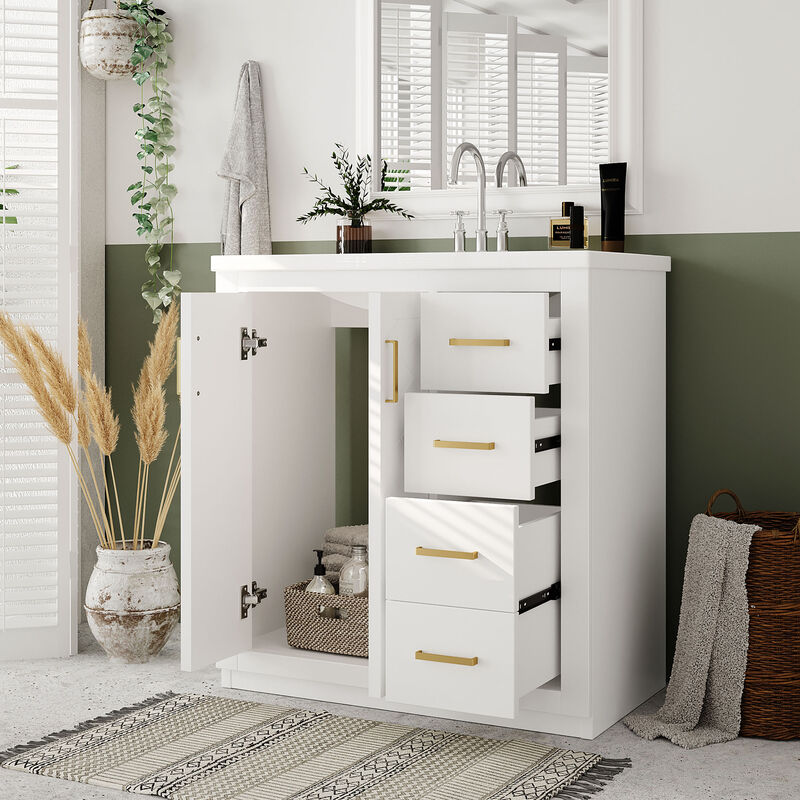 Merax Bathroom Vanity Cabinet with Undermount Ceramic Sink, 3 Drawers, Spacious Cabinet image number 2