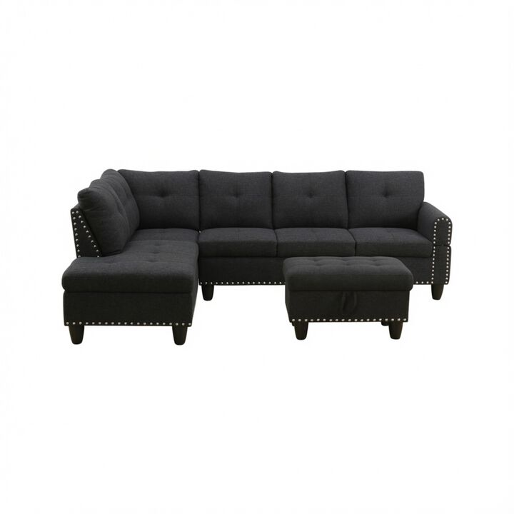 Vupcer L‑Shaped Linen Blend Sectional Sofa