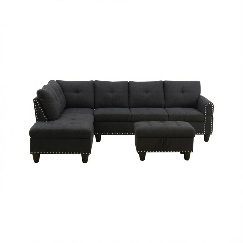 Vupcer L‑Shaped Linen Blend Sectional Sofa image number 0