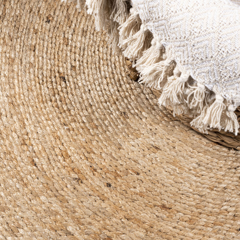 Soleil Round Natural Jute Braided Circle Natural Area Rug
