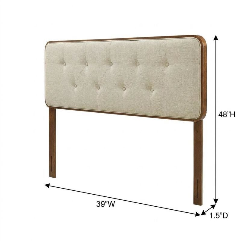 Tufted Gray Fabric Twin Headboard with Wooden Frame and Upholstered Design image number 1