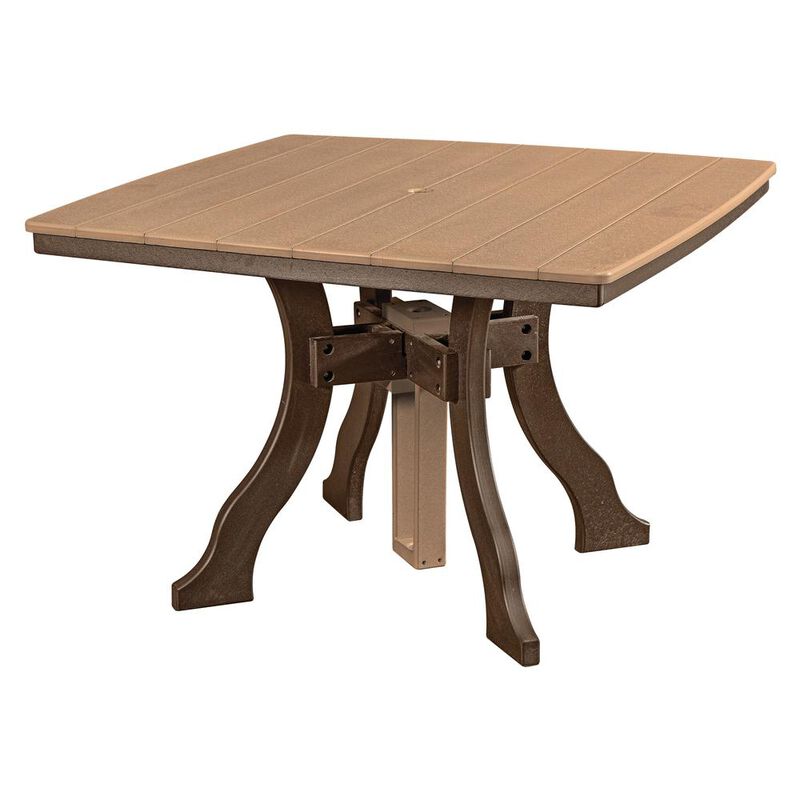 American Furniture Classics Dining Height Square Table in Cedar with a Tudor Brown Base