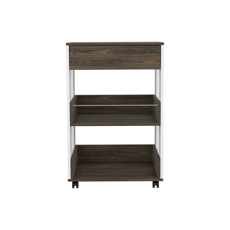 Kitchen Cart Coron, Kitchen, White / Dark Walnut