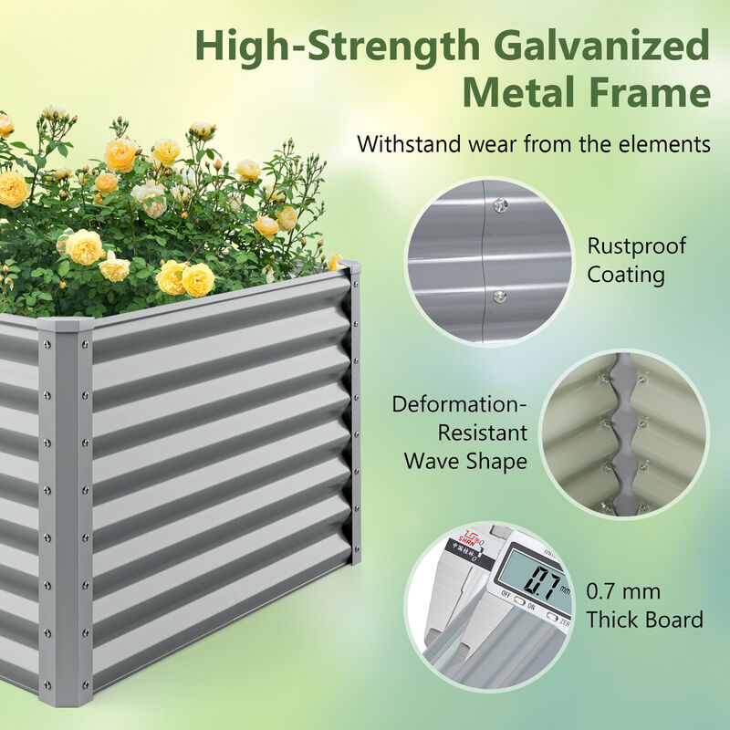 Rectangular Raised Garden Bed with Open Bottom Design for Improved Drainage and Healthy Root Growth