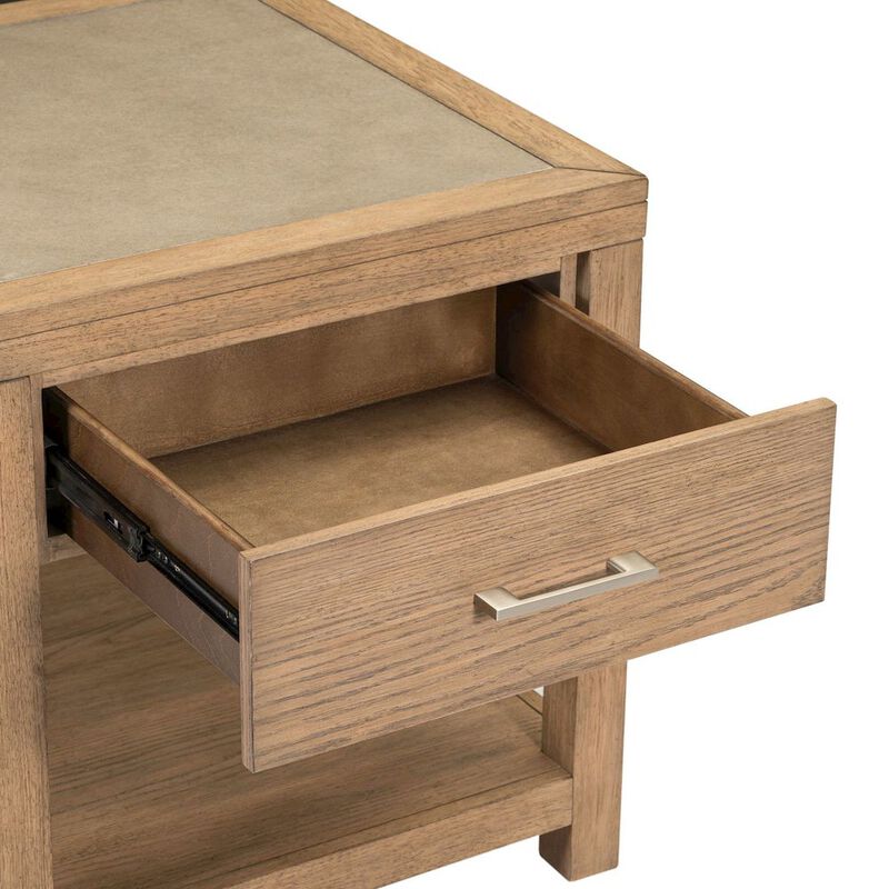 Liberty Furniture Living Room End Table  with Storage Drawer - Brown Oak Wood & Faux Concrete Top image number 8