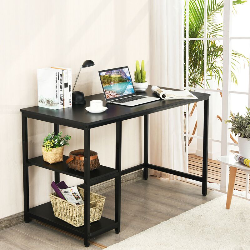 Computer Desk Office Study Table Workstation Home with Adjustable Shelf Black