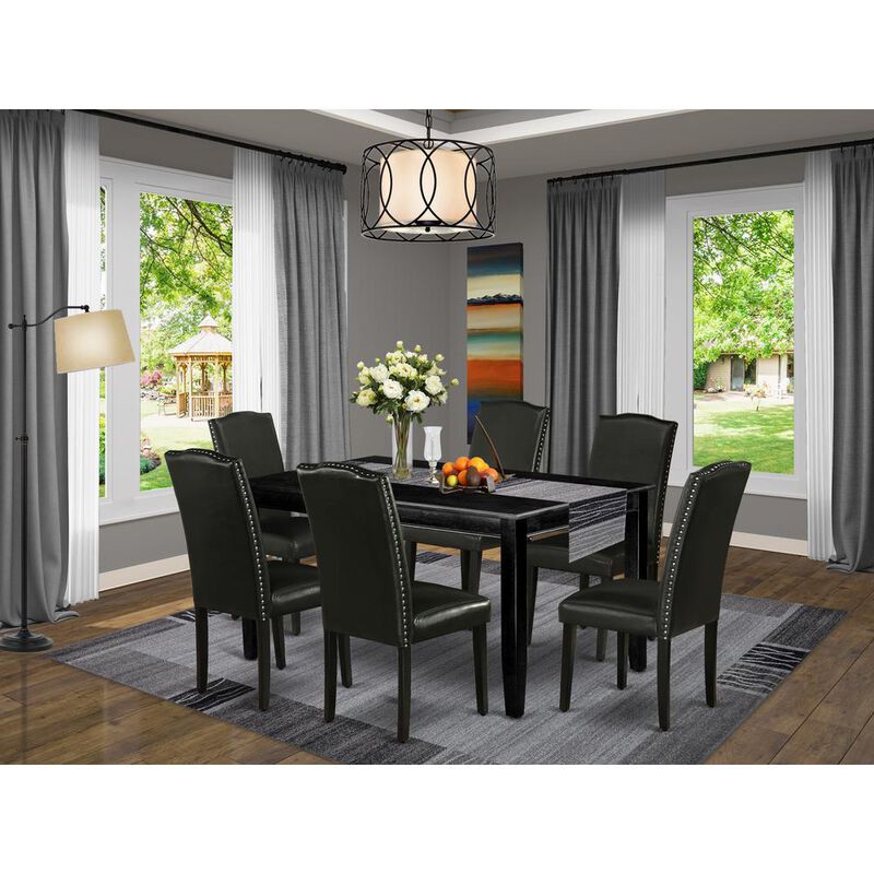 East West Furniture Dining Room Set Black, DUEN7-BLK-69