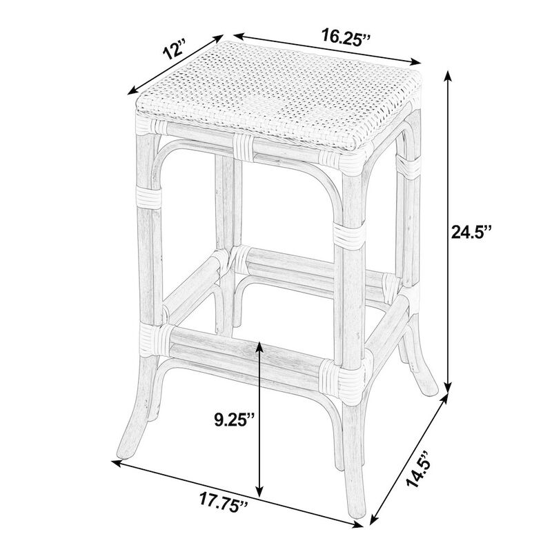 Butler Specialty Laguna 24.5 in. Seat Height Rattan Counter Stool, Gray and White image number 2