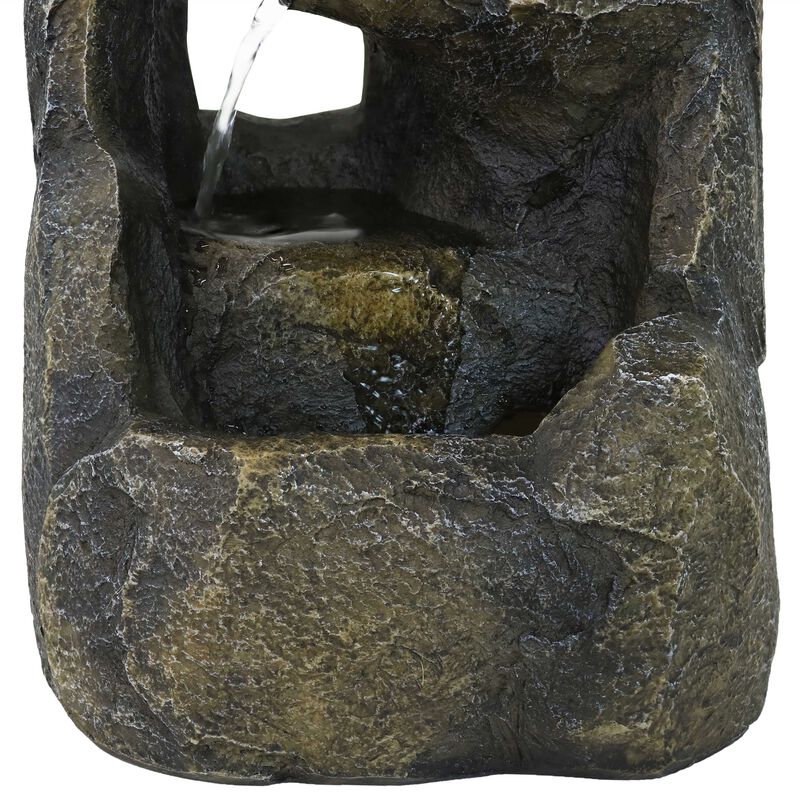 Sunnydaze Cavernous Rock Tiers Resin Indoor Water Fountain - 12 in