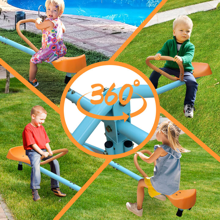 Nornap 4-Seat Rotatable Equipped Kids Seesaw Teeter Totter