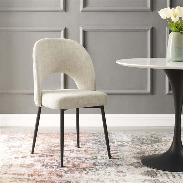 Casafoyer Rouse Upholstered Dining Chair Set of 2, Black/Beige