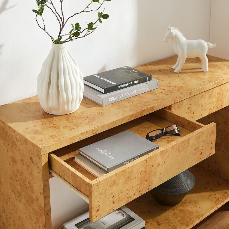 Hudson 2-Drawer Burl Wood Console Table image number 8