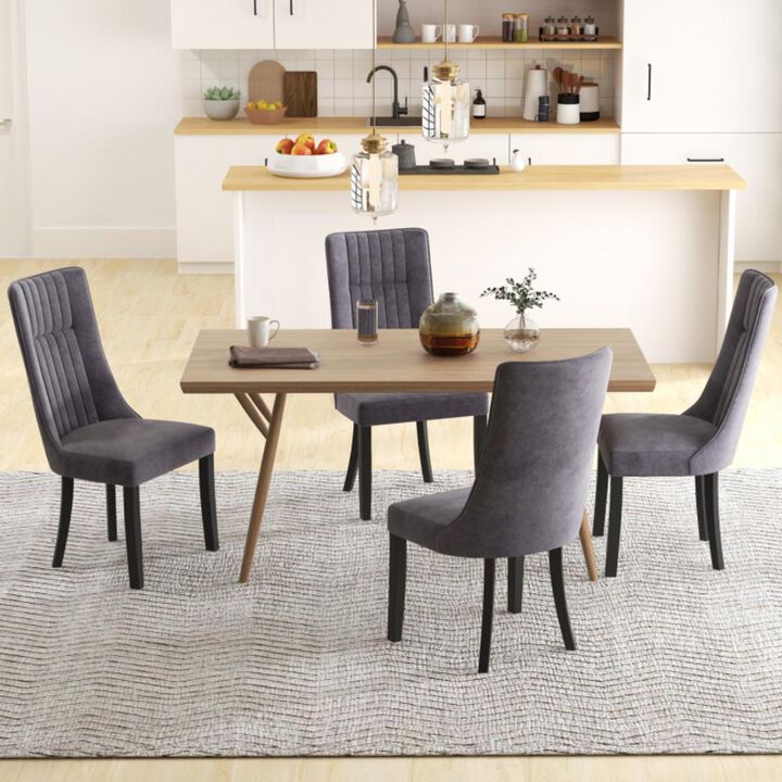 Hivvago Channel Tufted Dining Chairs Set of 2 Upholstered Kitchen Side Chairs with High Backrest