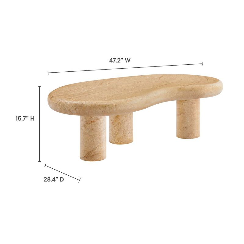 Elowen Indoor - Outdoor Patio Textured Faux Travertine Coffee Table image number 1