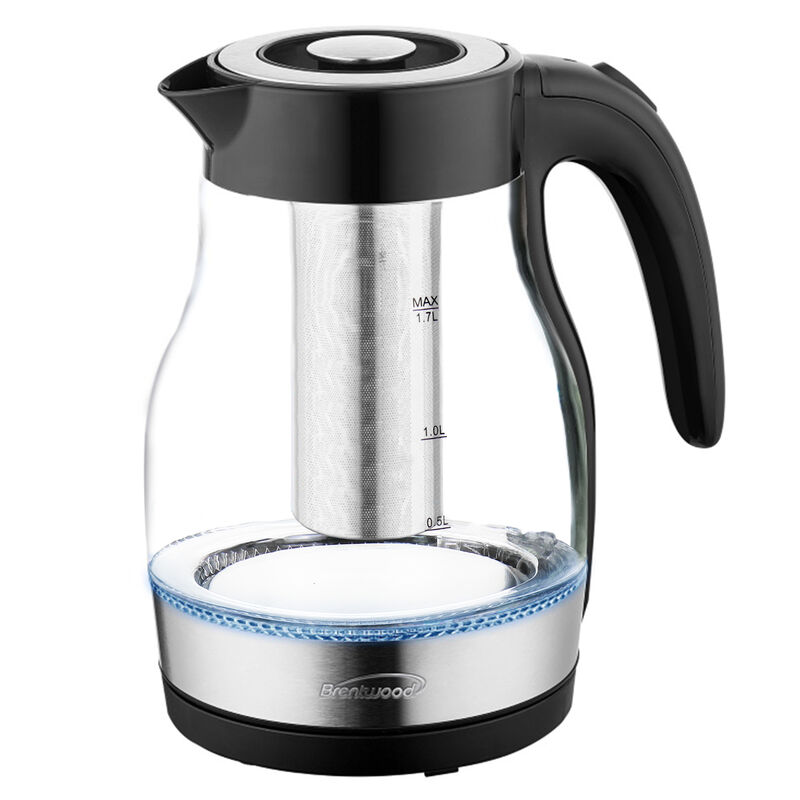 Brentwood Glass 1.7 Liter Electric Kettle with Tea Infuser in Black