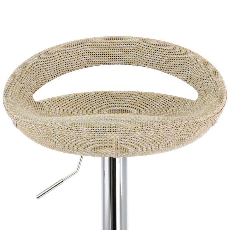 Elama 2 Piece Adjustable Rattan Barstool in Tan with Chrome Base