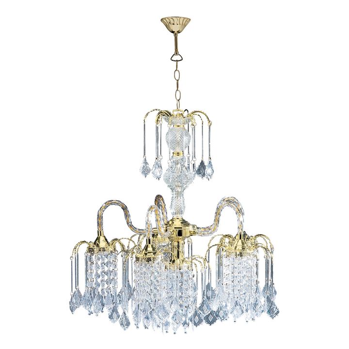Hivvago Two Tier Crystal and Gold Hanging Chandelier Light